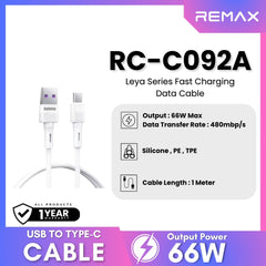 REMAX - RC-C092A Leya Series USB to Type-C Fast Charging Data Cables (66W) - White