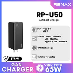 REMAX - RP-U50 GAN Charger (65W) - Black