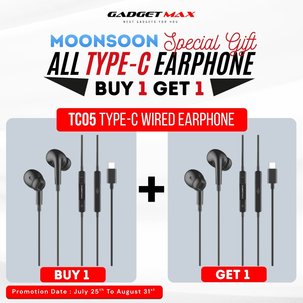 GADGET MAX - TC05 Type-C Wired Earphone - Black