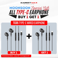 GADGET MAX - TC05 Type-C Wired Earphone - Black