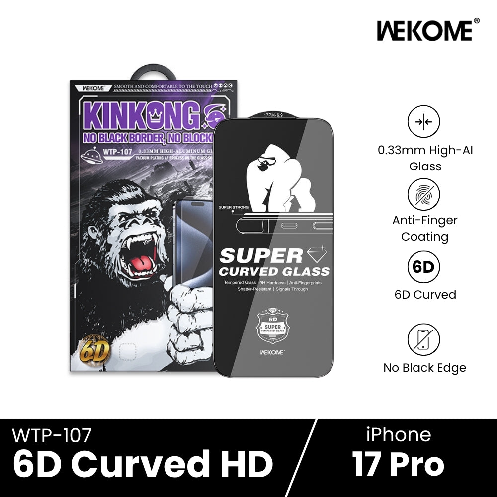 WEKOME - WTP-107 6D Curved HD Tempered Glass - iPhone 17 Pro