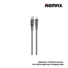 REMAX RC-137i Bintrai Series 2.4A USB to Lightning Fast Charging Data Cable - Black