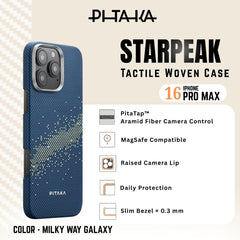 PITAKA - iPhone 16 Pro Max Case ( StarPeak Tactile Woven ) - Milky Way Galaxy