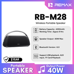 REMAX - RB-M28 Portable Bluetooth Wireless Speaker ( 40W ) - Black