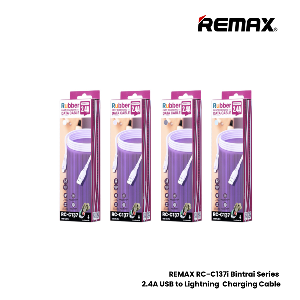 REMAX RC-137i Bintrai Series 2.4A USB to Lightning Fast Charging Data Cable - Black
