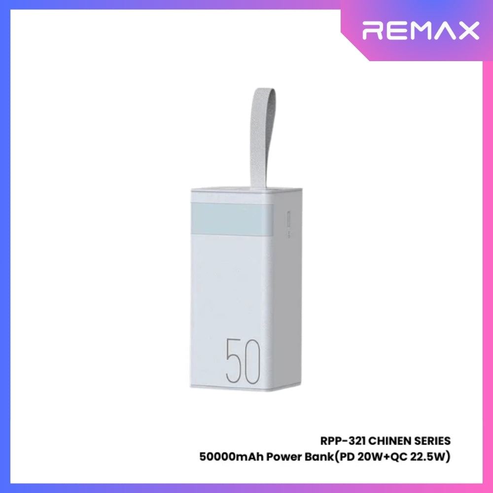 REMAX RPP-321 Chinen Series 50000mAh PD+QC Fast Charging Power Bank(PD 20W+QC 22.5W) - White