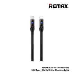 30W ( C to Lightning )-REMAX RC-C109 C-L Mecha Series 30W Type-C to Lightning Fast Charging Data Cable - Black