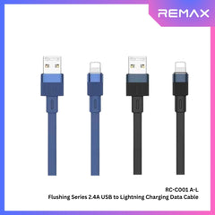 REMAX - RC-C001 A-L Flushing Series 2.4A Lightning Charging Data Cable - Blue