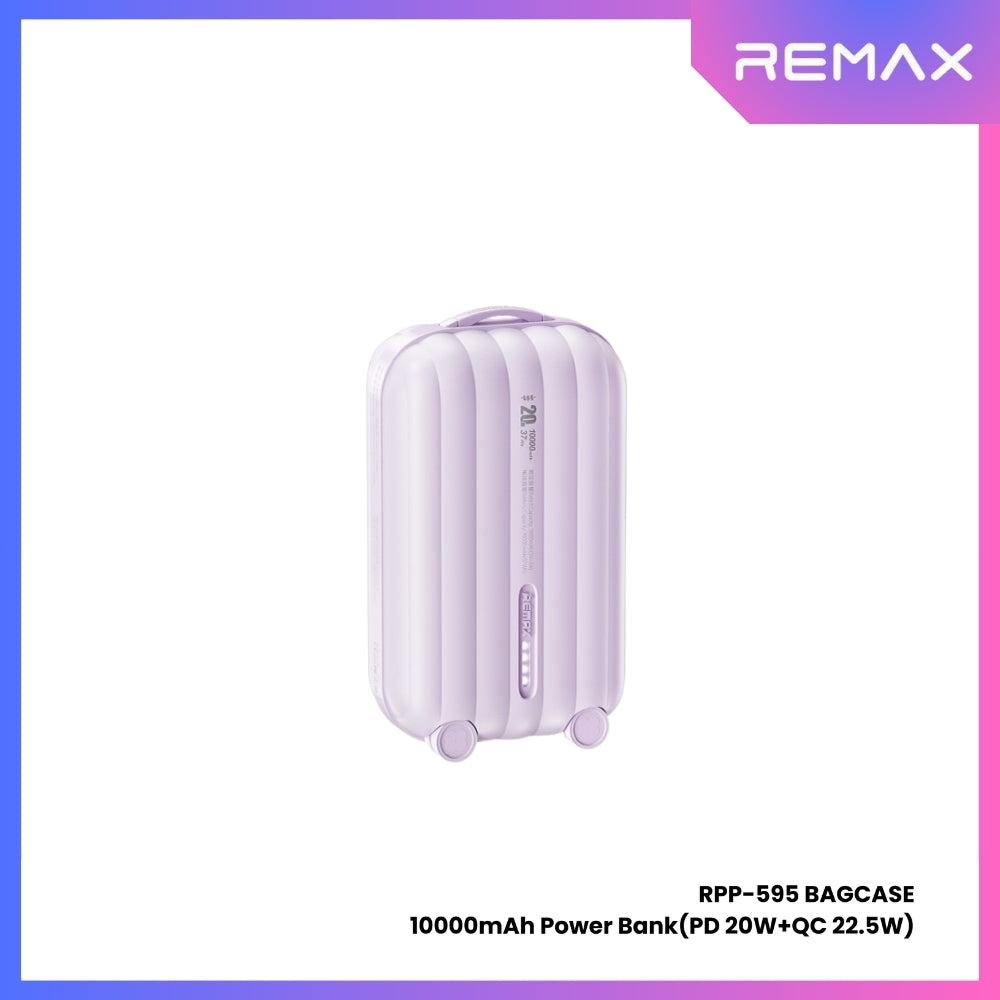 REMAX RPP-595 Bagcase Series 10000mAh PD+QC Fast Charging Power Bank(PD 20W) - Purple
