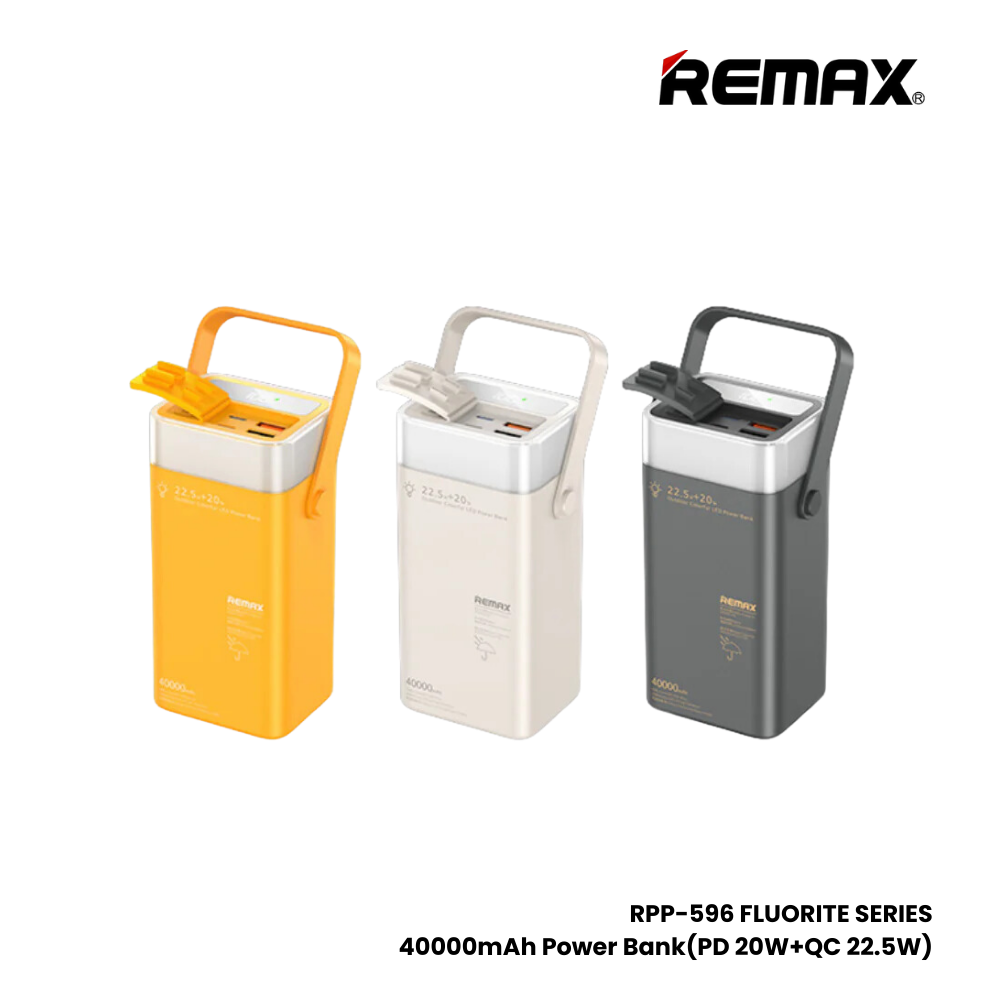 REMAX RPP-596 Fluorite Series 40000mAh PD+QC Fast Charging Power Bank(PD 20W+QC 22.5W) - Yellow