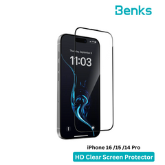 Benks (iPhone 16/15/14 Pro) GlassWarrior HD Screen Protector iP16/15/14 Pro（0.3/Black）