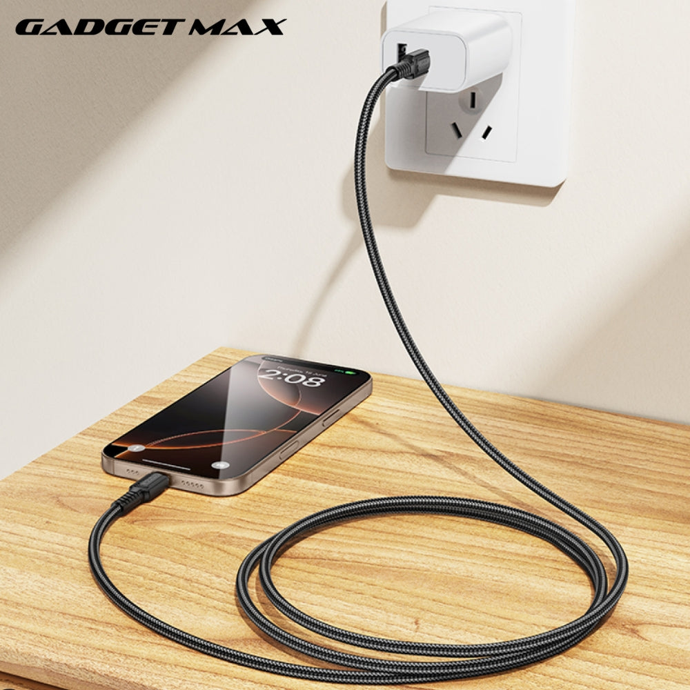 GADGET MAX - GX29 C-C Woven Series Type-C To Type-C Fast Charging Data Cable (60W) - Grey