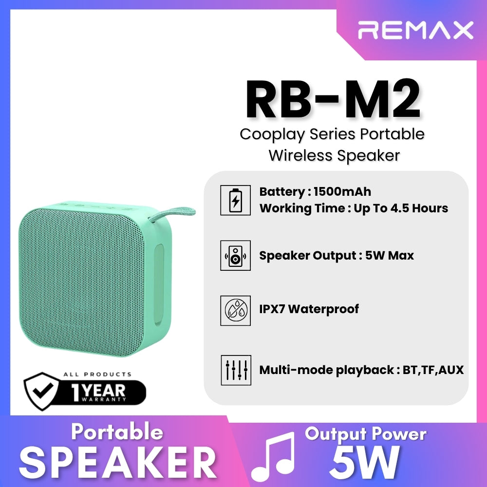 REMAX - RB-M2 Cooplay Series Portable Wireless Bluetooth Speaker (5W) - Green