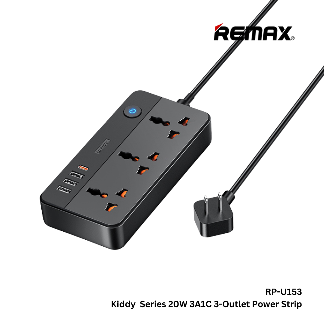 REMAX RP-U153 Socket Kiddy Series 20W Power Strip (US) (1.5M) - Black