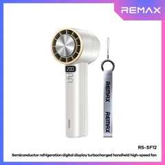 REMAX - RS-SF12 Semiconductor Digital Display Turbocharged Portable Handheld High-Speed Fan - White