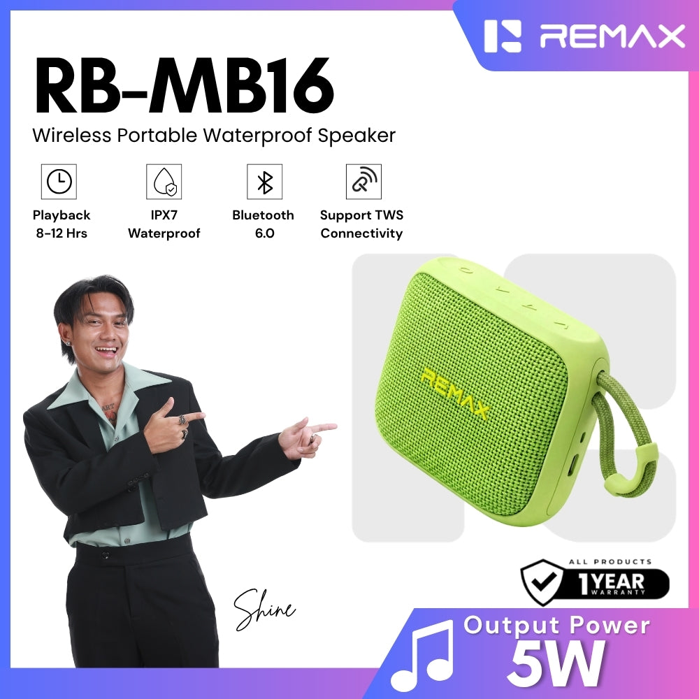 REMAX - RB-MB16 Waterproof Wireless Portable Speaker ( 5W ) - Green