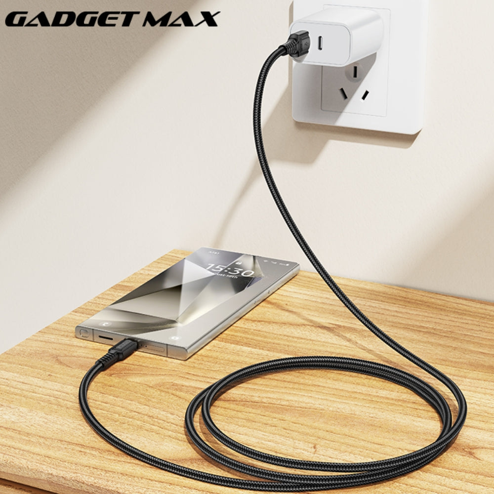 GADGET MAX - GX29 Woven Series USB To Type-C Fast Charging Data Cable (3A) - Grey