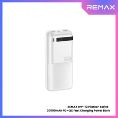 REMAX - RPP-72 Piloteer Series 20000mAh PD+QC Fast Charging Power Bank(PD 20W+QC 22.5W) - White