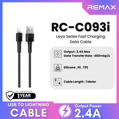 REMAX - RC-C093i Leya Series USB To Lightning Fast Charging Data Cable (2.4A) - Black