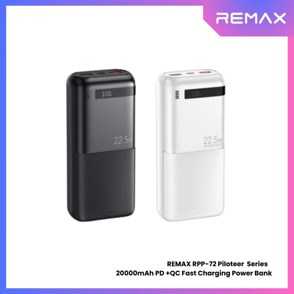 REMAX - RPP-72 Piloteer Series 20000mAh PD+QC Fast Charging Power Bank(PD 20W+QC 22.5W) - White