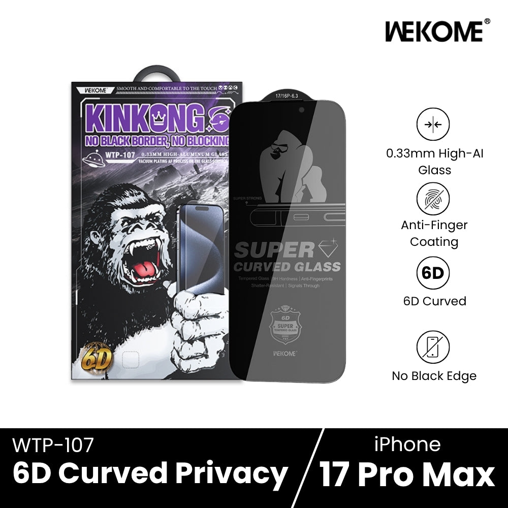 WEKOME - WTP-107 6D Privacy Tempered Glass ( No Black Frame ) - iPhone 17 Pro Max