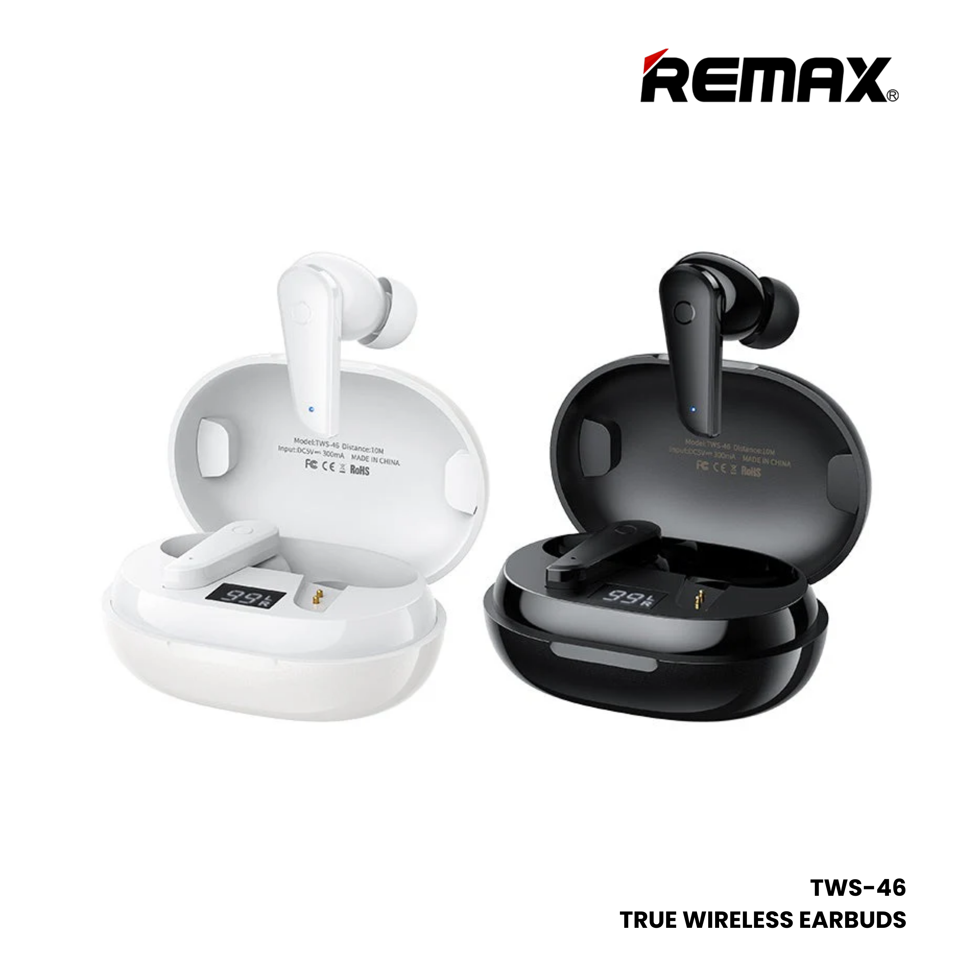 REMAX TWS-46 ANC Wireless Bluetooth Earbuds - Black