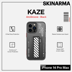 SKINARMA IPHONE 14 PRO MAX (2022) KAZE AIRGROOVES PROTECTIVE CLEAR CASE WITH ELASTIC GRIPBAND