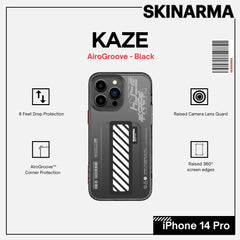 SKINARMA IPHONE 14 PRO KAZE AIRGROOVES PROTECTIVE CLEAR CASE WITH ELASTIC GRIPBAND