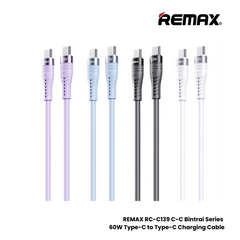 60W ( C to C )-REMAX RC-C139 C-C Bintrai Series 60W Type-C to Type-C Fast Charging Data Cable - White