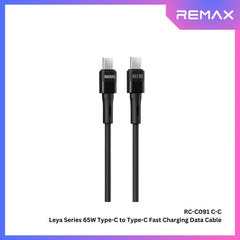 65W ( C to C )-REMAX RC-C091 C-C Leya Series 65W Type-C to Type-C Fast Charging PD Charging Data Cable - Black