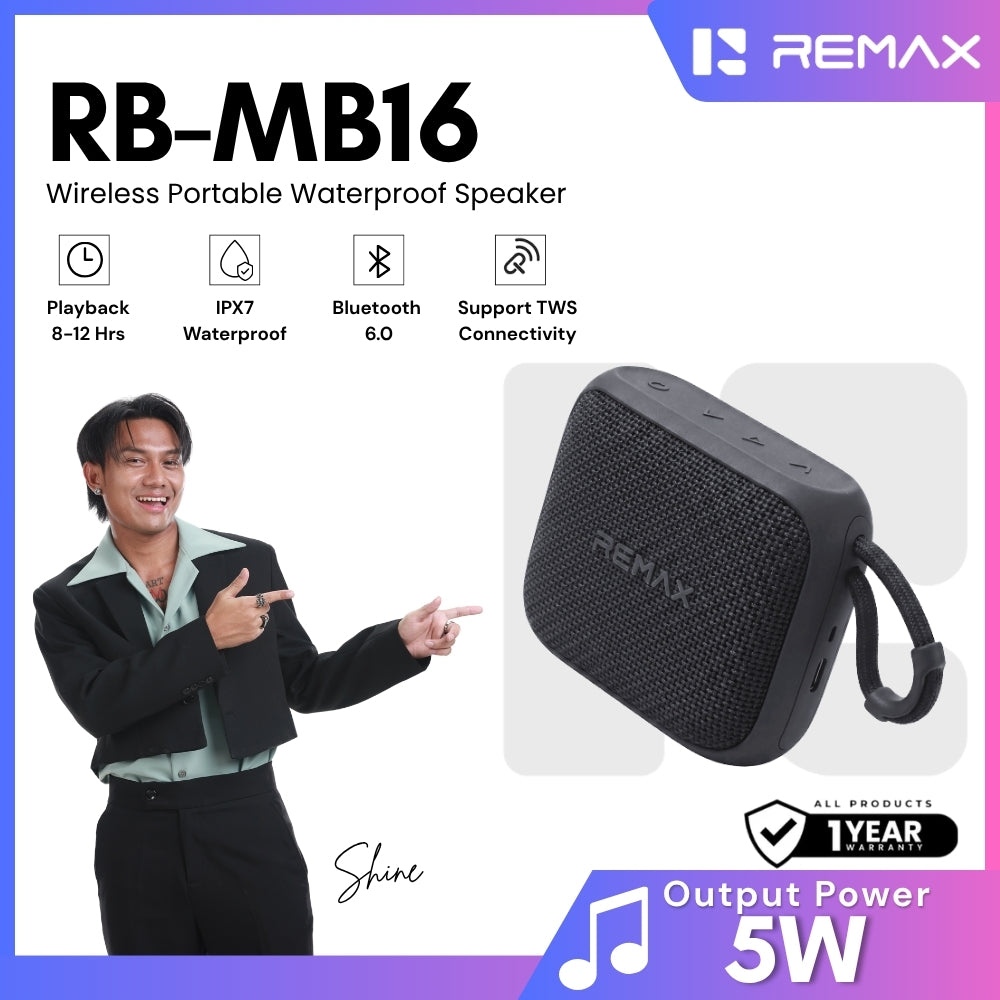 REMAX - RB-MB16 Waterproof Wireless Portable Speaker ( 5W ) - Black