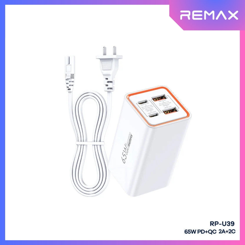 REMAX - RP-U39 Wayu Series PD+QC Foldable GAN Charger ( 65W ) - White