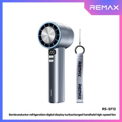 REMAX - RS-SF12 Semiconductor Digital Display Turbocharged Portable Handheld High-Speed Fan - Blue
