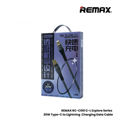 20W ( C to Lightning )-REMAX RC-C061 C-L Explore Series 20W Type-C to Lightning Fast Charging PD Charging Data Cable - White