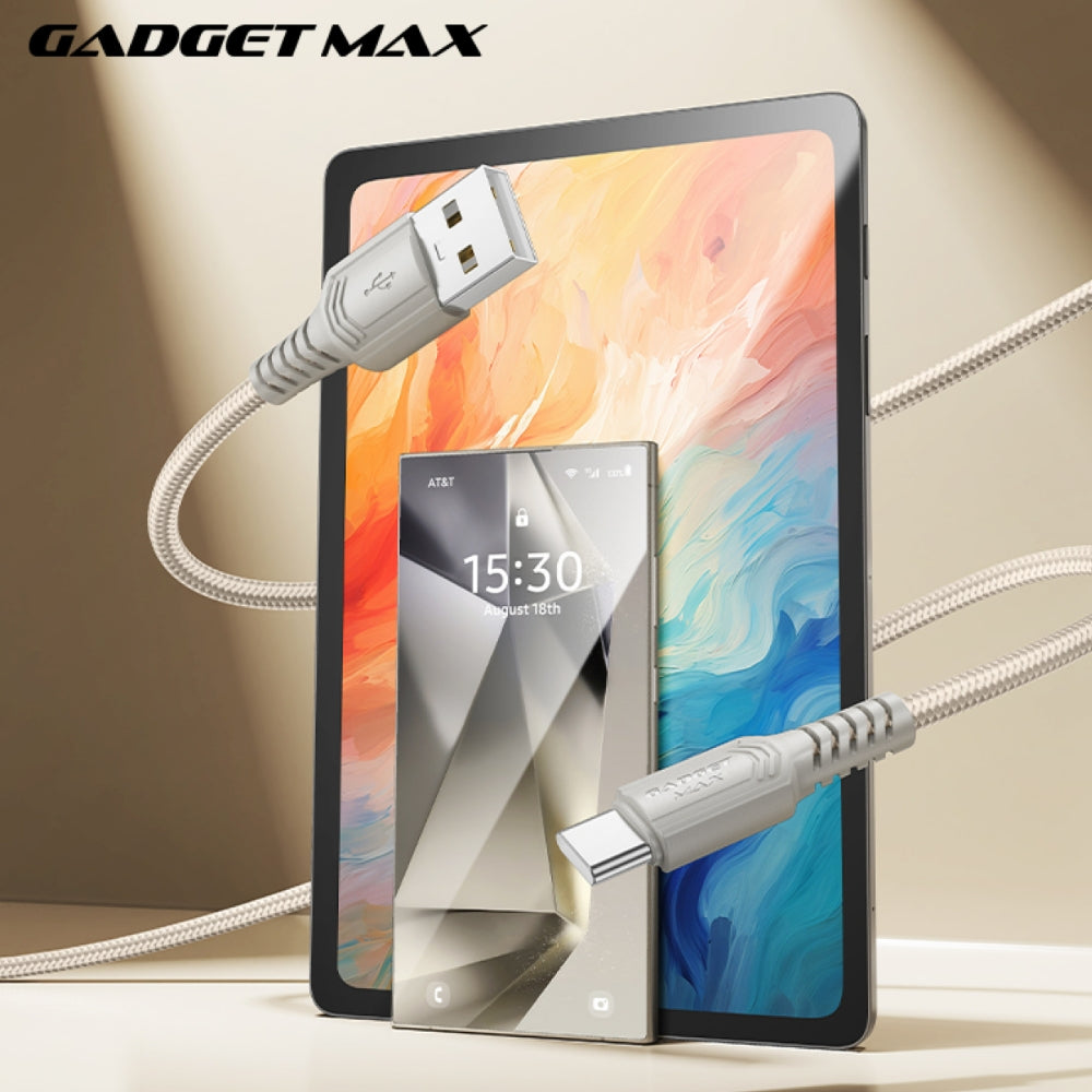 GADGET MAX - GX29 Woven Series USB To Type-C Fast Charging Data Cable (3A) - Grey