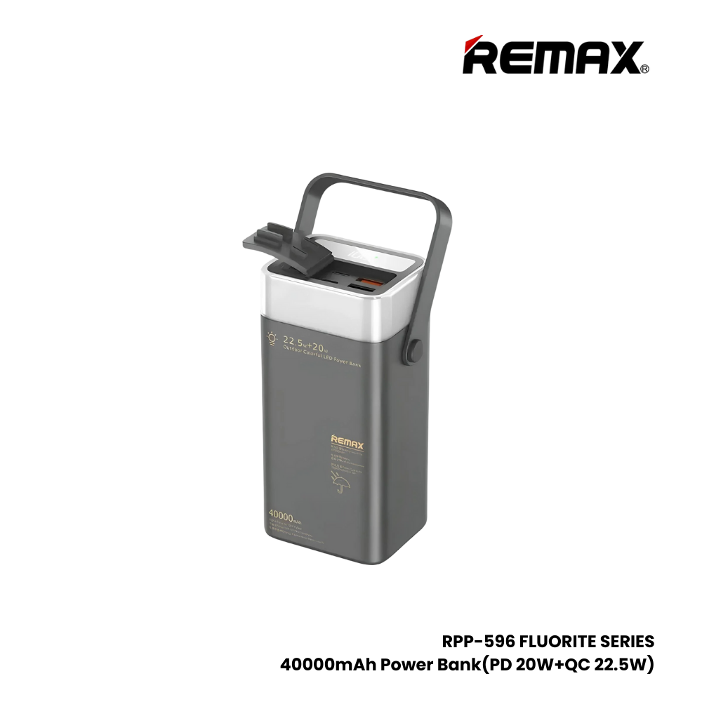 REMAX RPP-596 Fluorite Series 40000mAh PD+QC Fast Charging Power Bank(PD 20W+QC 22.5W) - Grey