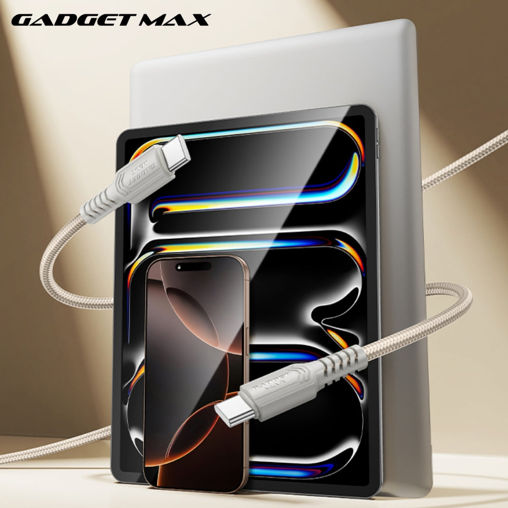 GADGET MAX - GX29 C-C Woven Series Type-C To Type-C Fast Charging Data Cable (60W) - Grey