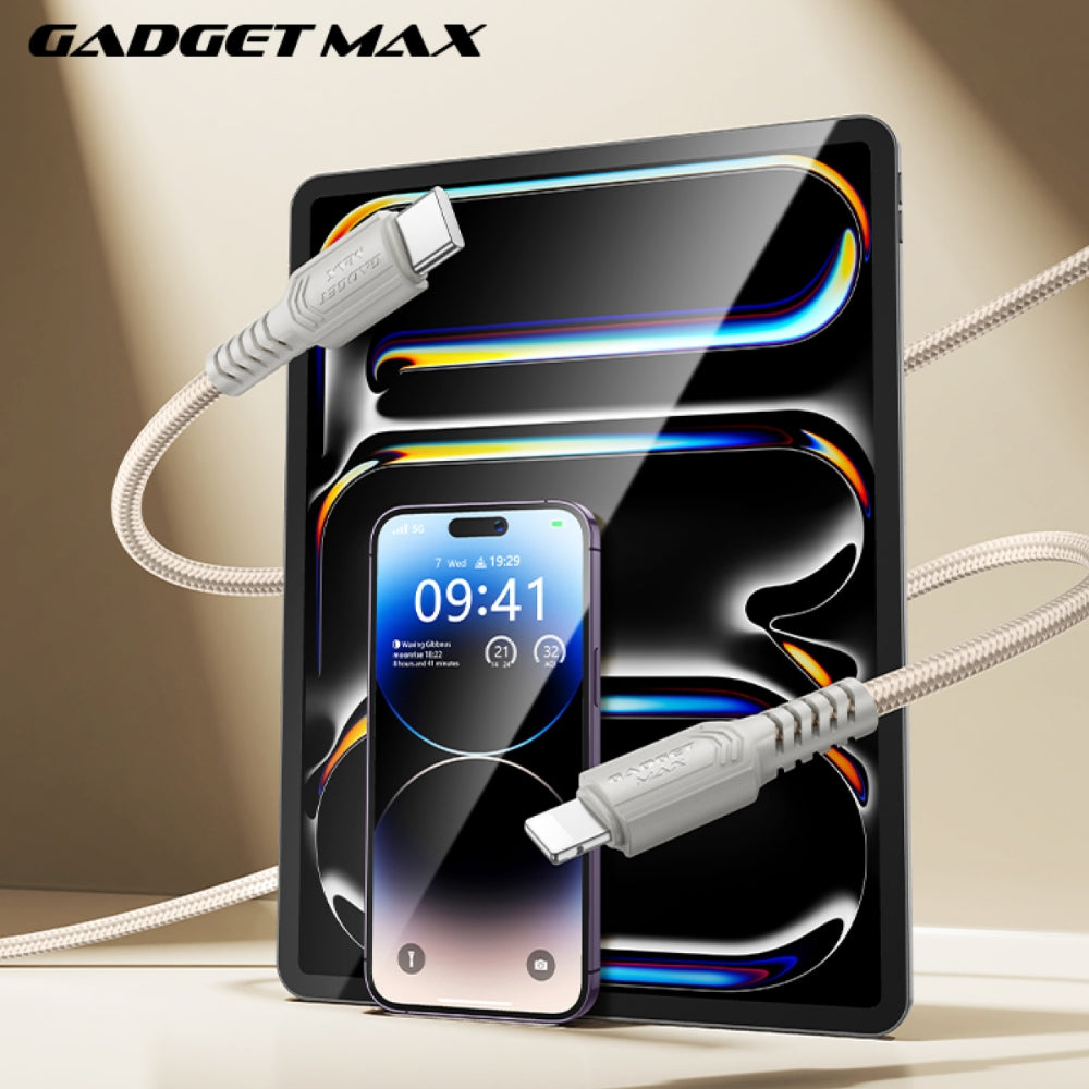 GADGET MAX - GX29 C-L Woven Series Type-C To Lightning Fast Charging Data Cable (27W) - Black