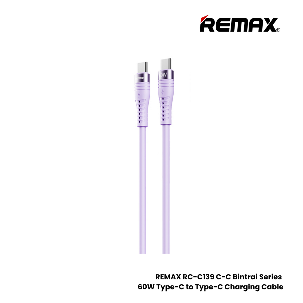 60W ( C to C )-REMAX RC-C139 C-C Bintrai Series 60W Type-C to Type-C Fast Charging Data Cable - Purple