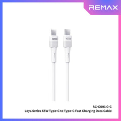 65W ( C to C )-REMAX RC-C091 C-C Leya Series 65W Type-C to Type-C Fast Charging PD Charging Data Cable - White