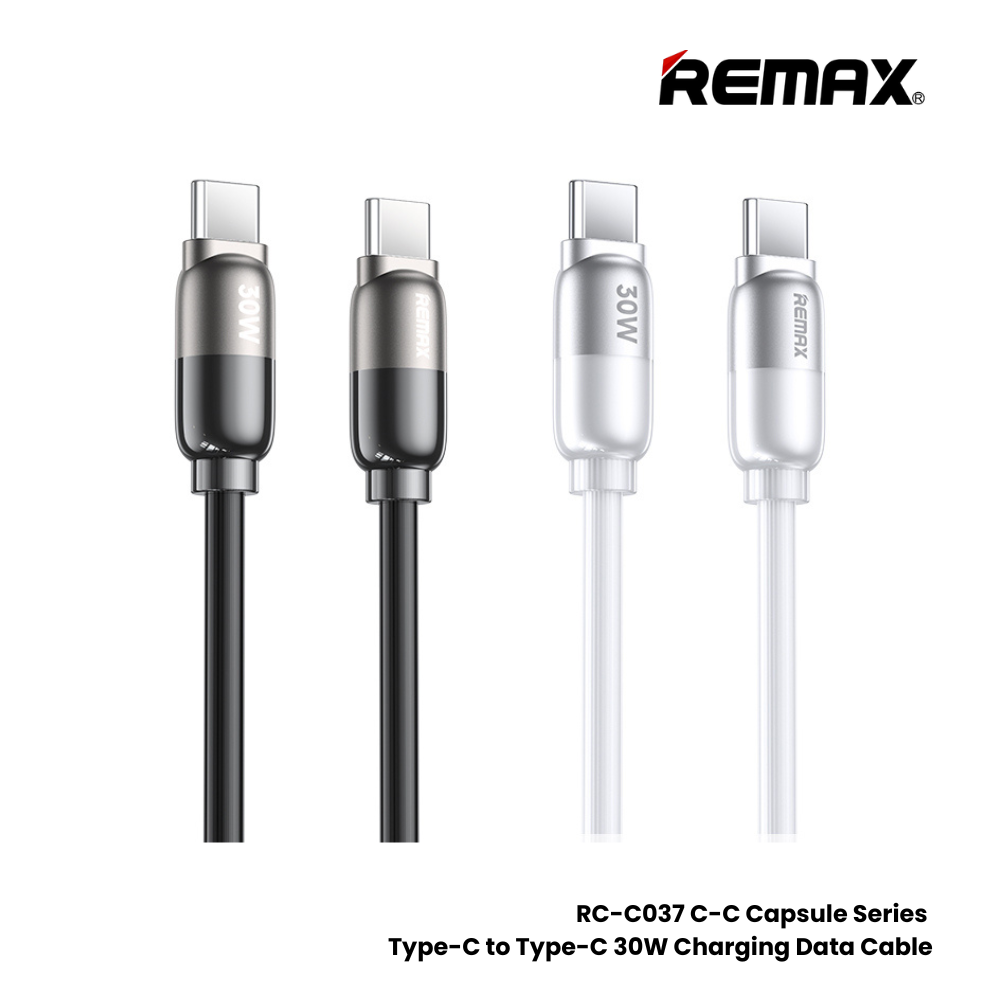 30W ( C to C )-REMAX RC-C037 C-C Capsule Series 30W Type-C to Type-C fast Charging Data Cable - Black