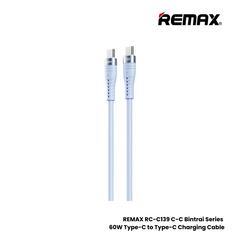 60W ( C to C )-REMAX RC-C139 C-C Bintrai Series 60W Type-C to Type-C Fast Charging Data Cable - Blue