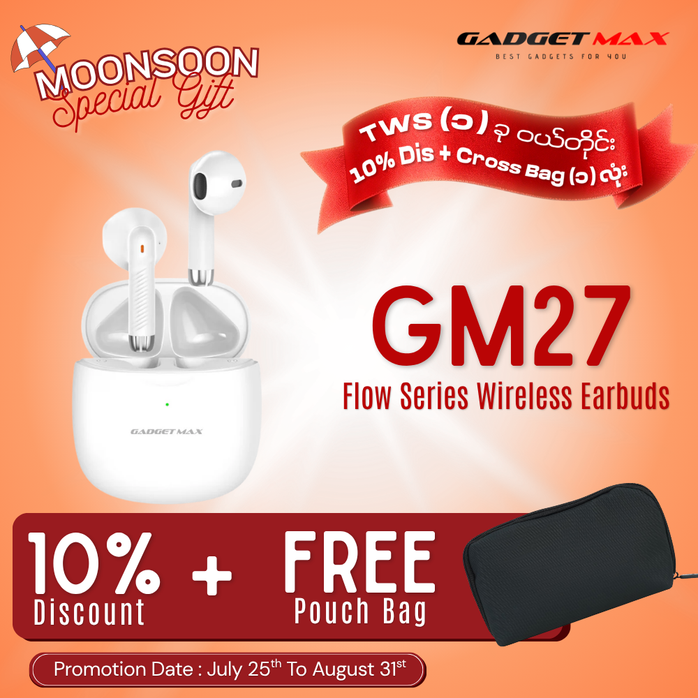 GADGET MAX GM27 Flow Series Bluetooth True Wireless Earbuds - White