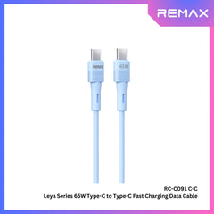 65W ( C to C )-REMAX RC-C091 C-C Leya Series 65W Type-C to Type-C Fast Charging PD Charging Data Cable - Blue