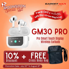 GADGET MAX GM30 Pro Smart Touch Display Bluetooth Wireless Earbuds - White