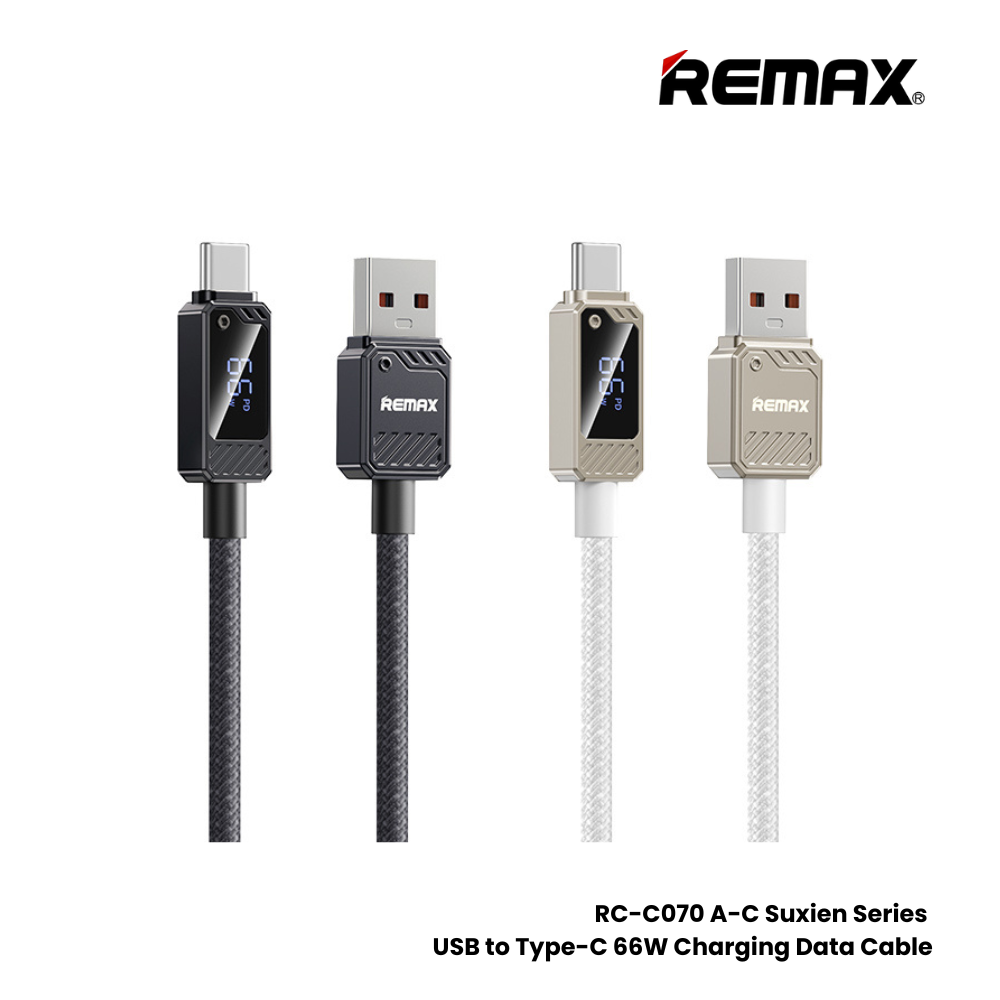 66W ( Type-C )-REMAX RC-C070 Suxien Series 66W USB to Type-C  Fast Charging Data Cable - White