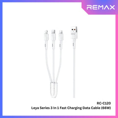 REMAX - RC-C120 Leya Series 3 In 1 Liquid Silicone Fast Charging Data Cable (66W) - White