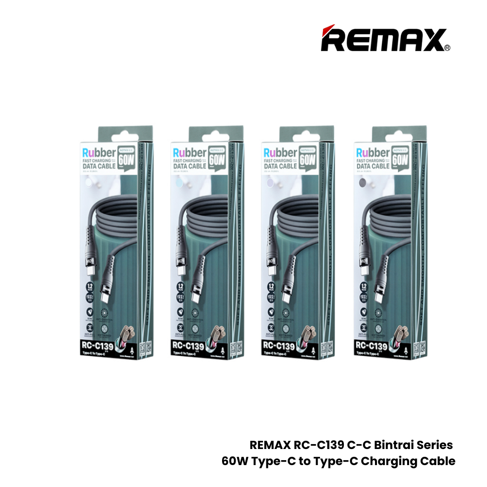 60W ( C to C )-REMAX RC-C139 C-C Bintrai Series 60W Type-C to Type-C Fast Charging Data Cable - Purple