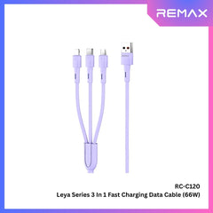 REMAX - RC-C120 Leya Series 3 In 1 Liquid Silicone Fast Charging Data Cable (66W) - Purple