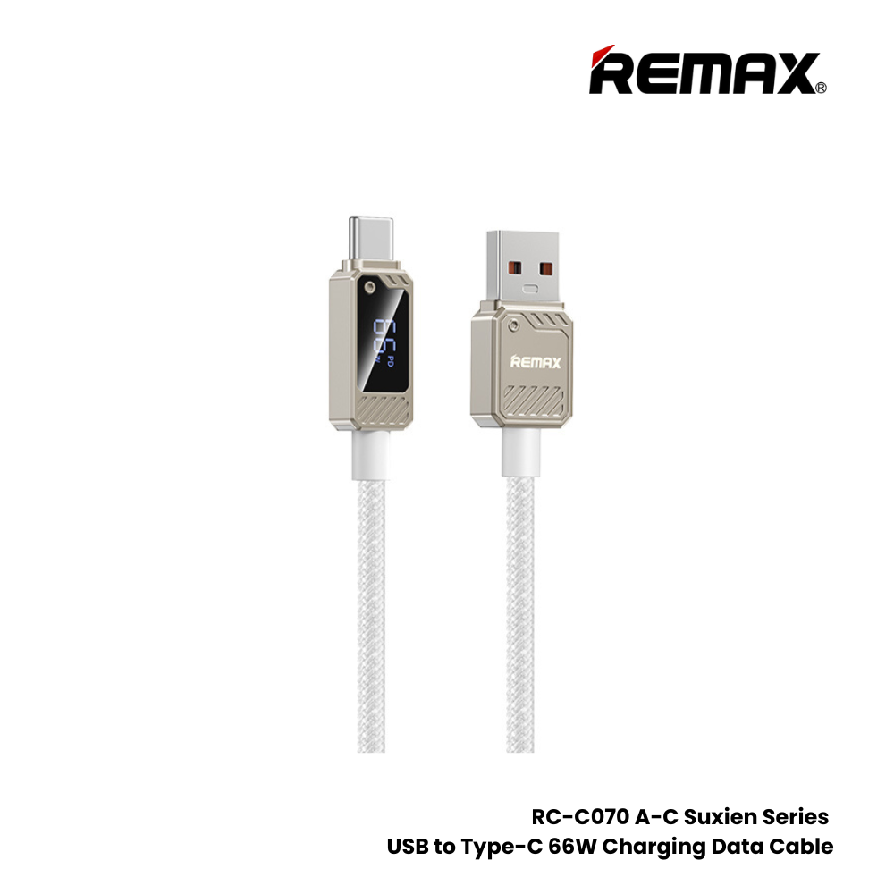 66W ( Type-C )-REMAX RC-C070 Suxien Series 66W USB to Type-C  Fast Charging Data Cable - White